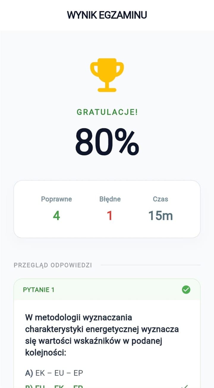 Platforma Edukacyjna PAE - Wynik egzaminu
